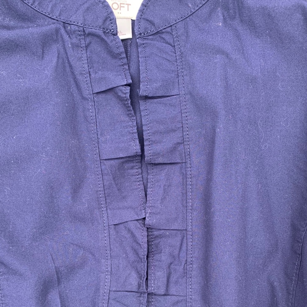 Loft Navy Jacket with ruffle trimmed accent - Picture 3 of 5